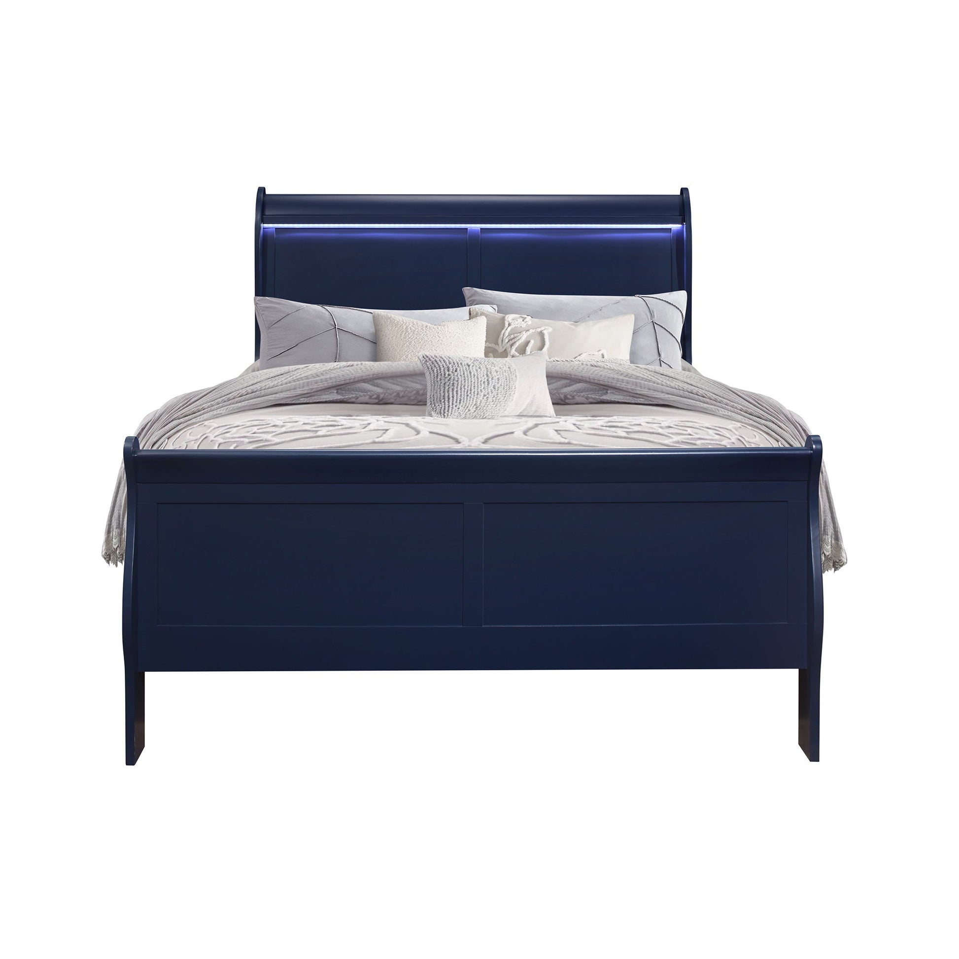 Charlston - Modern Sleigh Design Bed With LED - The Sleep Loft - Online Mattress Showroom NYC