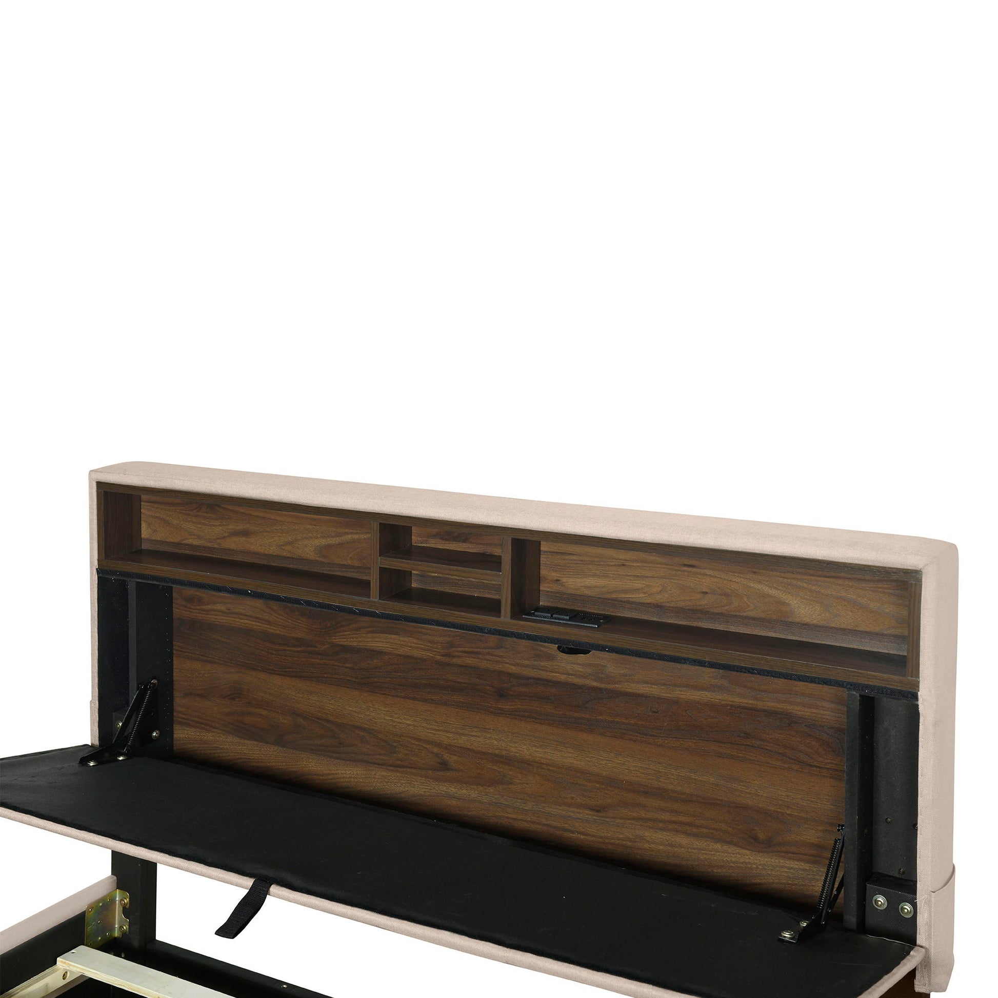 Upholstered Platform Bed With Storage Headboard, Trundle & 2 Drawers And A Set Of Sockets & USB Ports - The Sleep Loft - Online Mattress Showroom NYC