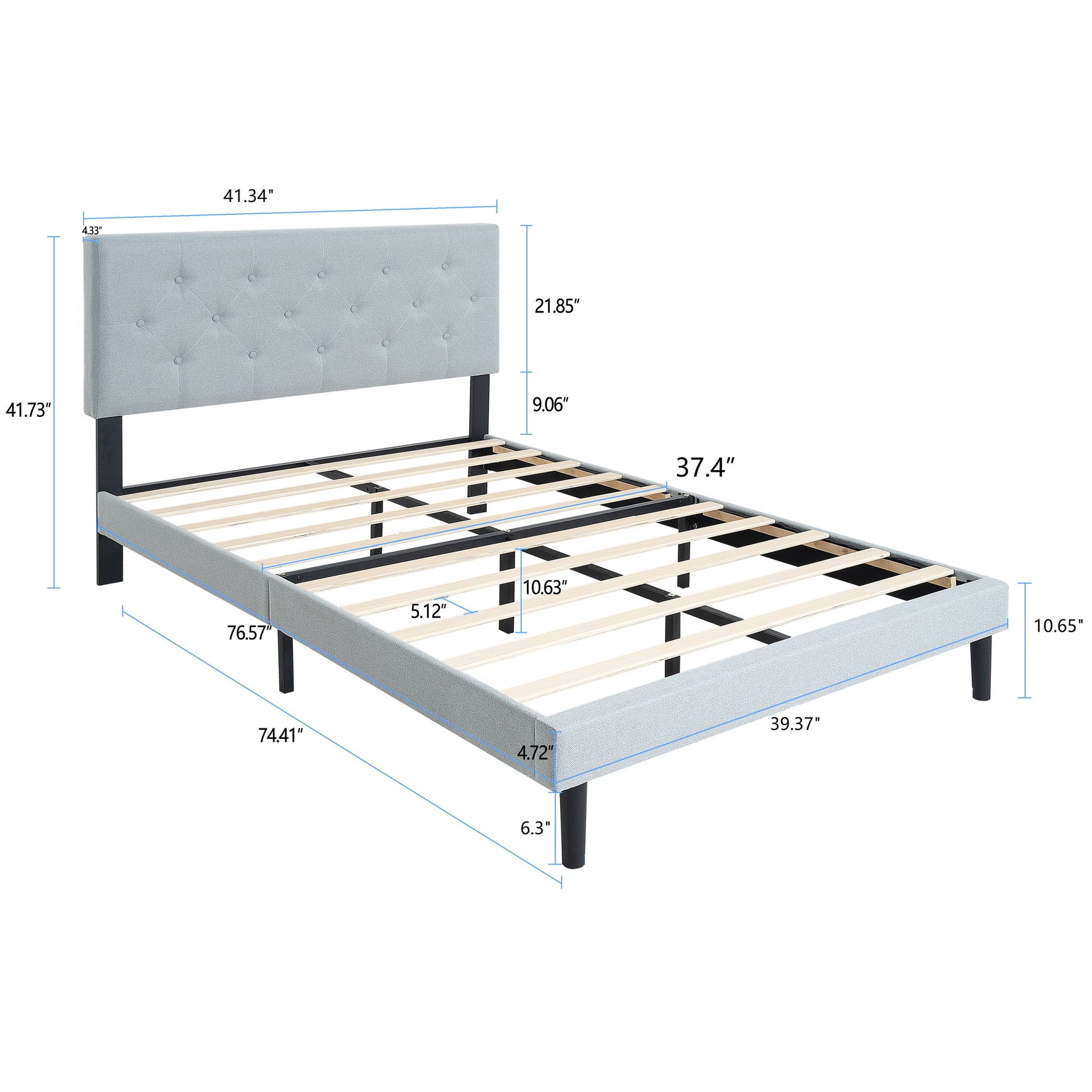Modern Upholstered Platform Bed Frame With Button Tufted Fabric Headboard - The Sleep Loft - Online Mattress Showroom NYC