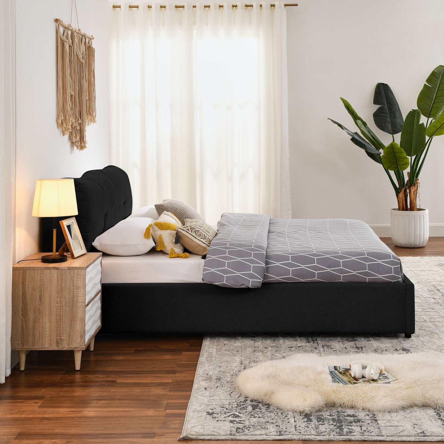 Storage Upholstered Hydraulic Platform Bed With Integrated Headboard - The Sleep Loft - Online Mattress Showroom NYC