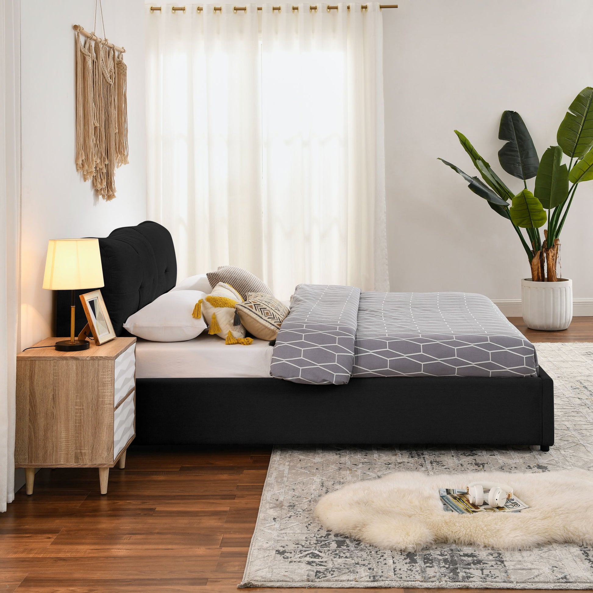 Storage Upholstered Hydraulic Platform Bed With Integrated Headboard - The Sleep Loft - Online Mattress Showroom NYC