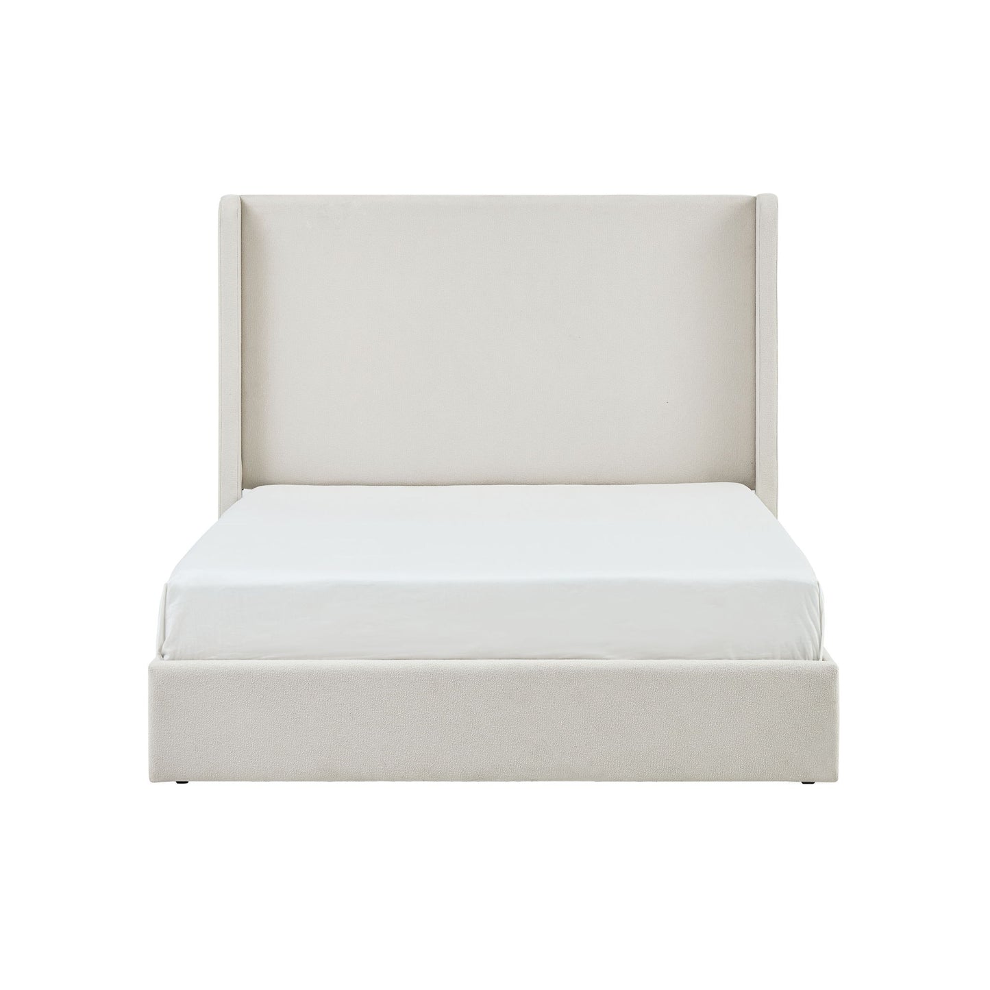 Carmen - King Size Upholstered Wingback Bed - Ivory - The Sleep Loft - Online Mattress Showroom NYC
