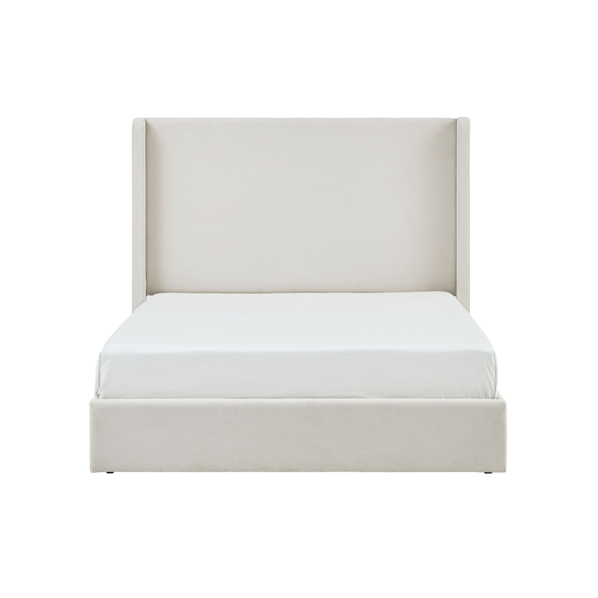 Carmen - King Size Upholstered Wingback Bed - Ivory - The Sleep Loft - Online Mattress Showroom NYC