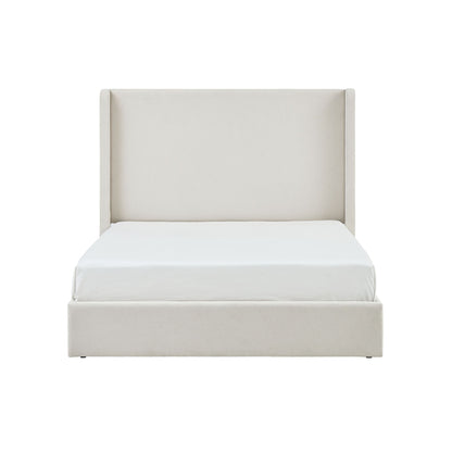 Carmen - King Size Upholstered Wingback Bed - Ivory - The Sleep Loft - Online Mattress Showroom NYC