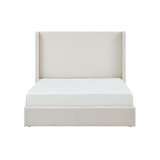 Carmen - King Size Upholstered Wingback Bed - Ivory - The Sleep Loft - Online Mattress Showroom NYC