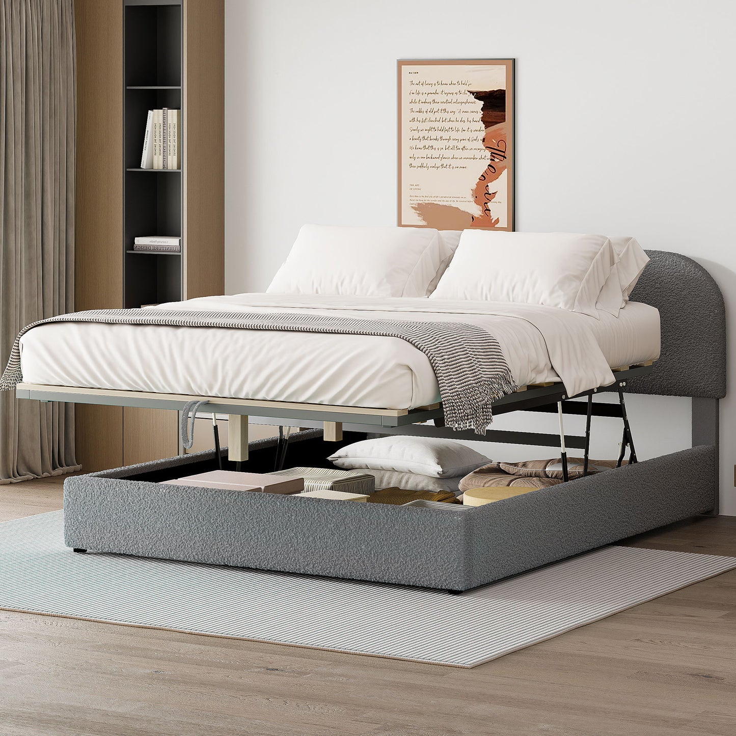 Upholstered Platform Bed With Hydraulic Storage System - The Sleep Loft - Online Mattress Showroom NYC