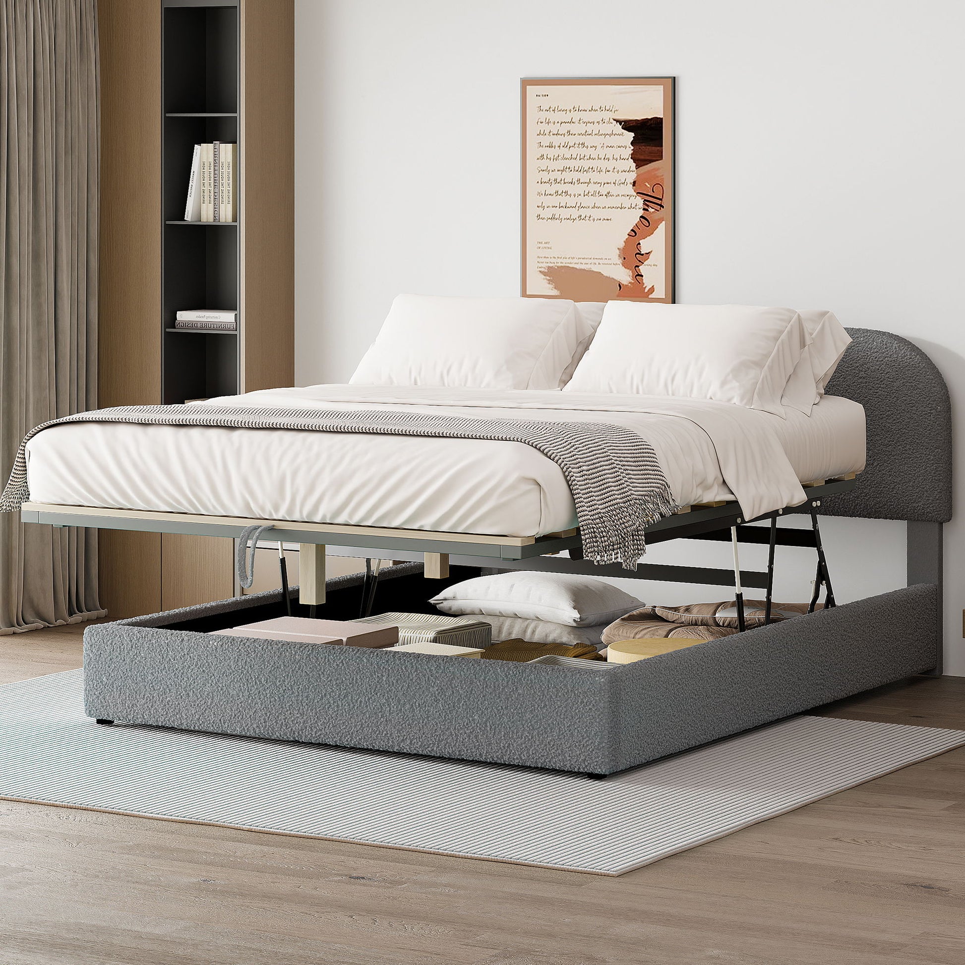 Upholstered Platform Bed With Hydraulic Storage System - The Sleep Loft - Online Mattress Showroom NYC