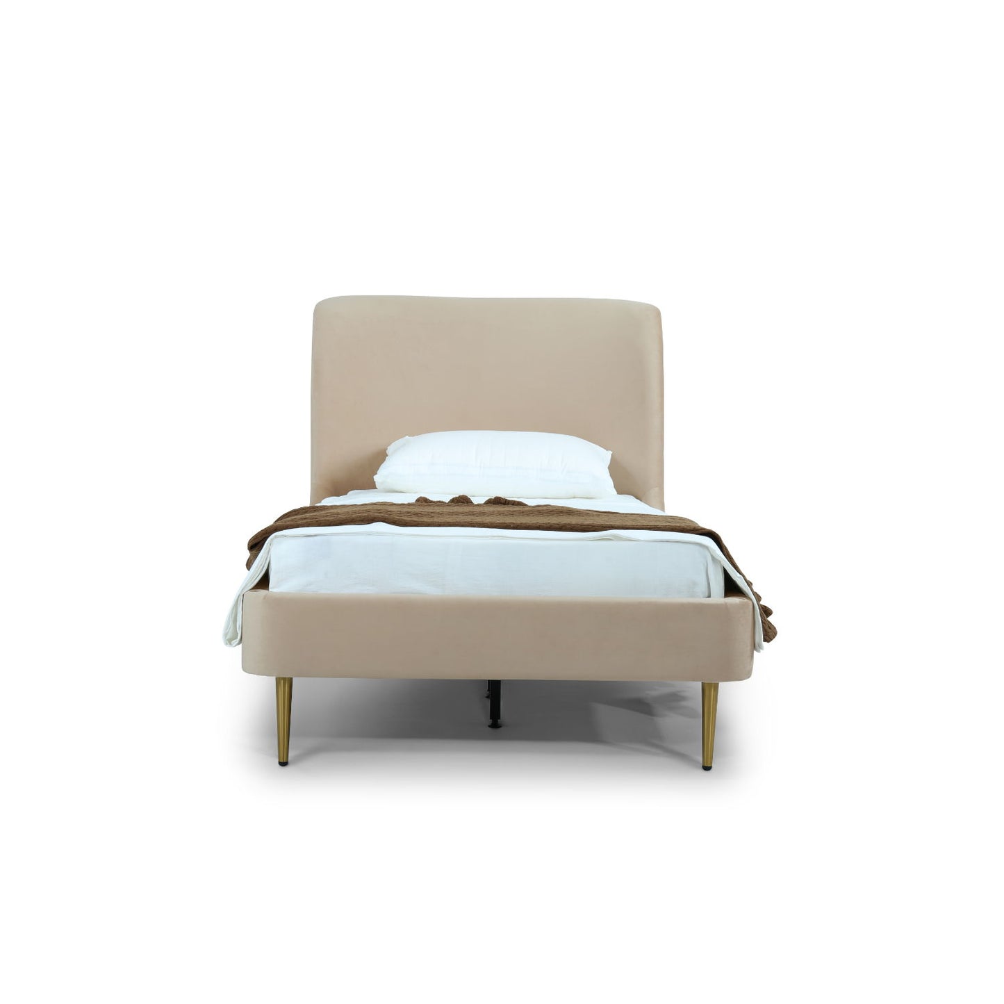 Mid-Century Modern Upholstered Bed With Curved Headboard - The Sleep Loft - Online Mattress Showroom NYC