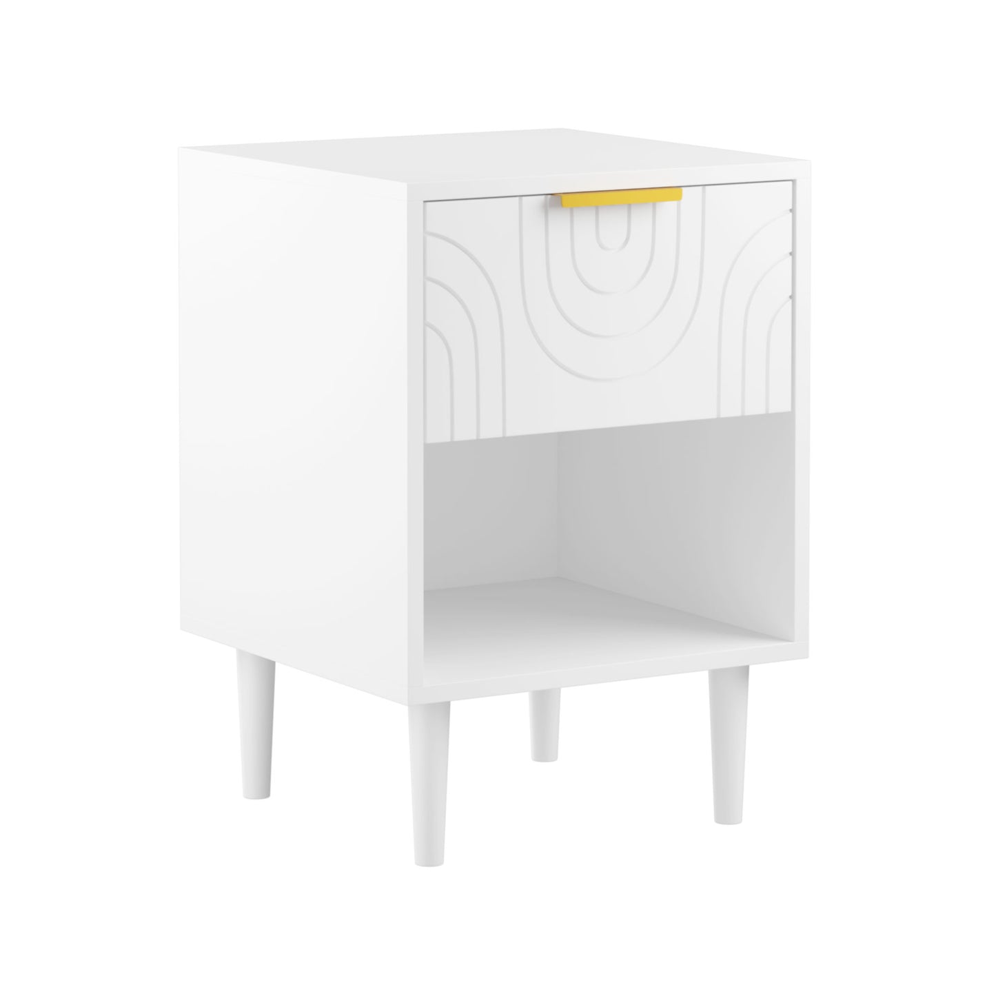 Nightstand With 1 Drawer And Open Shelf - White - The Sleep Loft - Online Mattress Showroom NYC