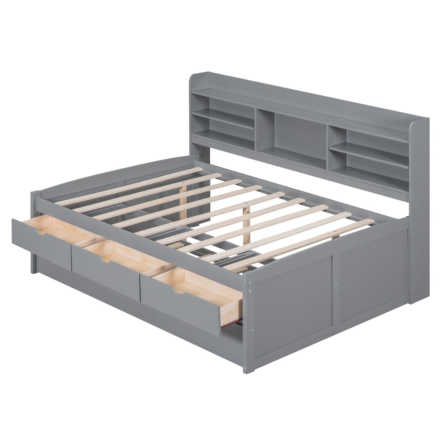Captain Bed With Built In Bookshelves, 3 Storage Drawers, And Trundle - The Sleep Loft - Online Mattress Showroom NYC