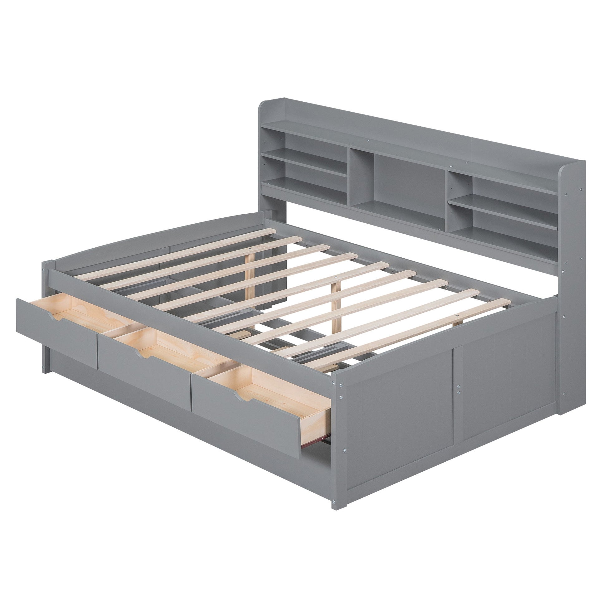 Captain Bed With Built In Bookshelves, 3 Storage Drawers, And Trundle - The Sleep Loft - Online Mattress Showroom NYC