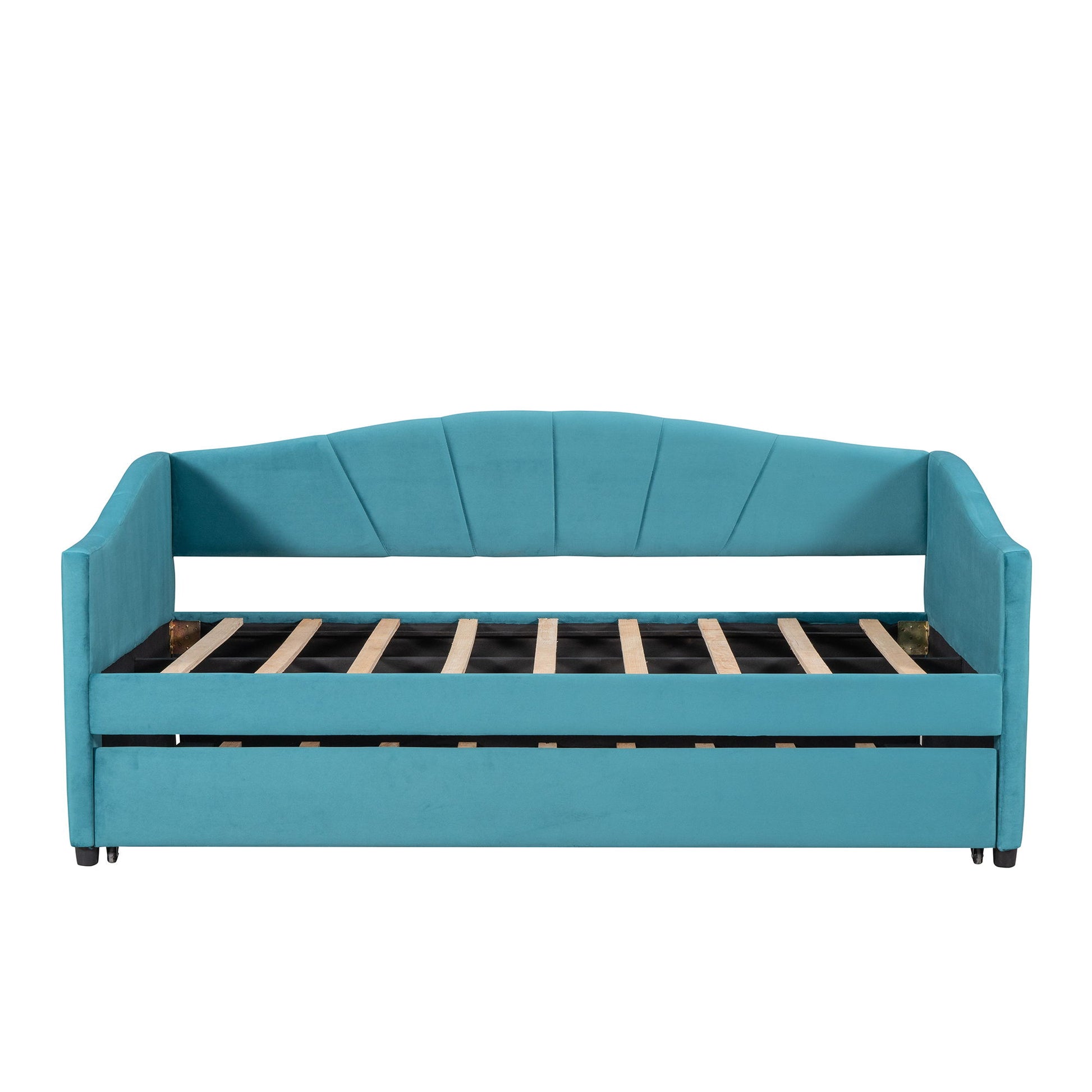Upholstered Daybed Sofa Bed With Trundle Bed And Wood Slat - The Sleep Loft - Online Mattress Showroom NYC
