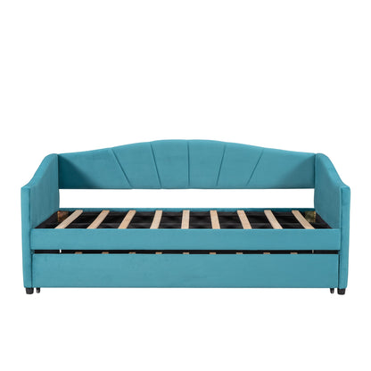 Upholstered Daybed Sofa Bed With Trundle Bed And Wood Slat - The Sleep Loft - Online Mattress Showroom NYC