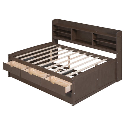 Captain Bed With Built In Bookshelves, 3 Storage Drawers, And Trundle - The Sleep Loft - Online Mattress Showroom NYC