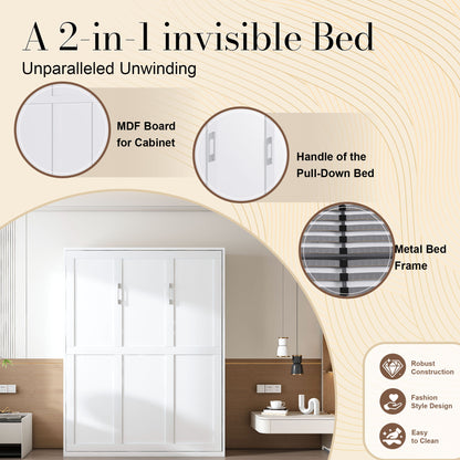 Queen Murphy Bed, Foldable Wall Bed, Space Saving Design For Bedrooms - White - The Sleep Loft - Online Mattress Showroom NYC