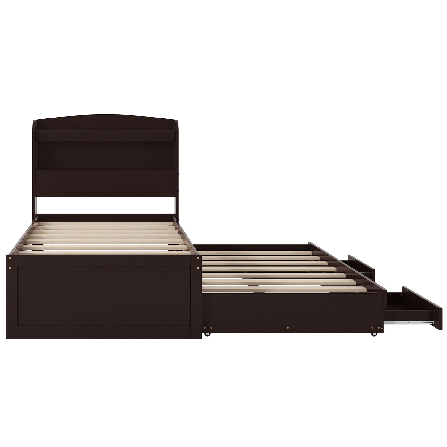 Platform Bed With LED Headboard, Charging Station, Trundle And 2 Drawers - The Sleep Loft - Online Mattress Showroom NYC