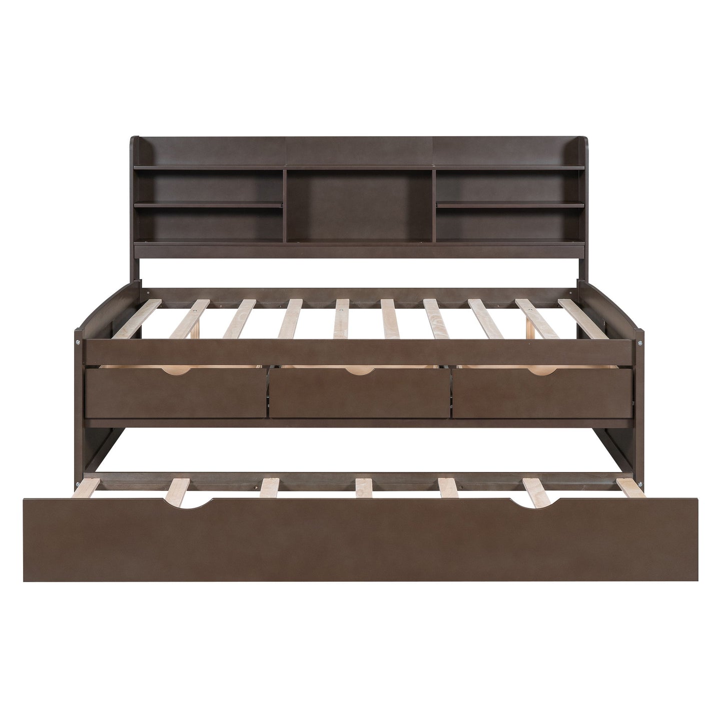 Captain Bed With Built In Bookshelves, 3 Storage Drawers, And Trundle - The Sleep Loft - Online Mattress Showroom NYC