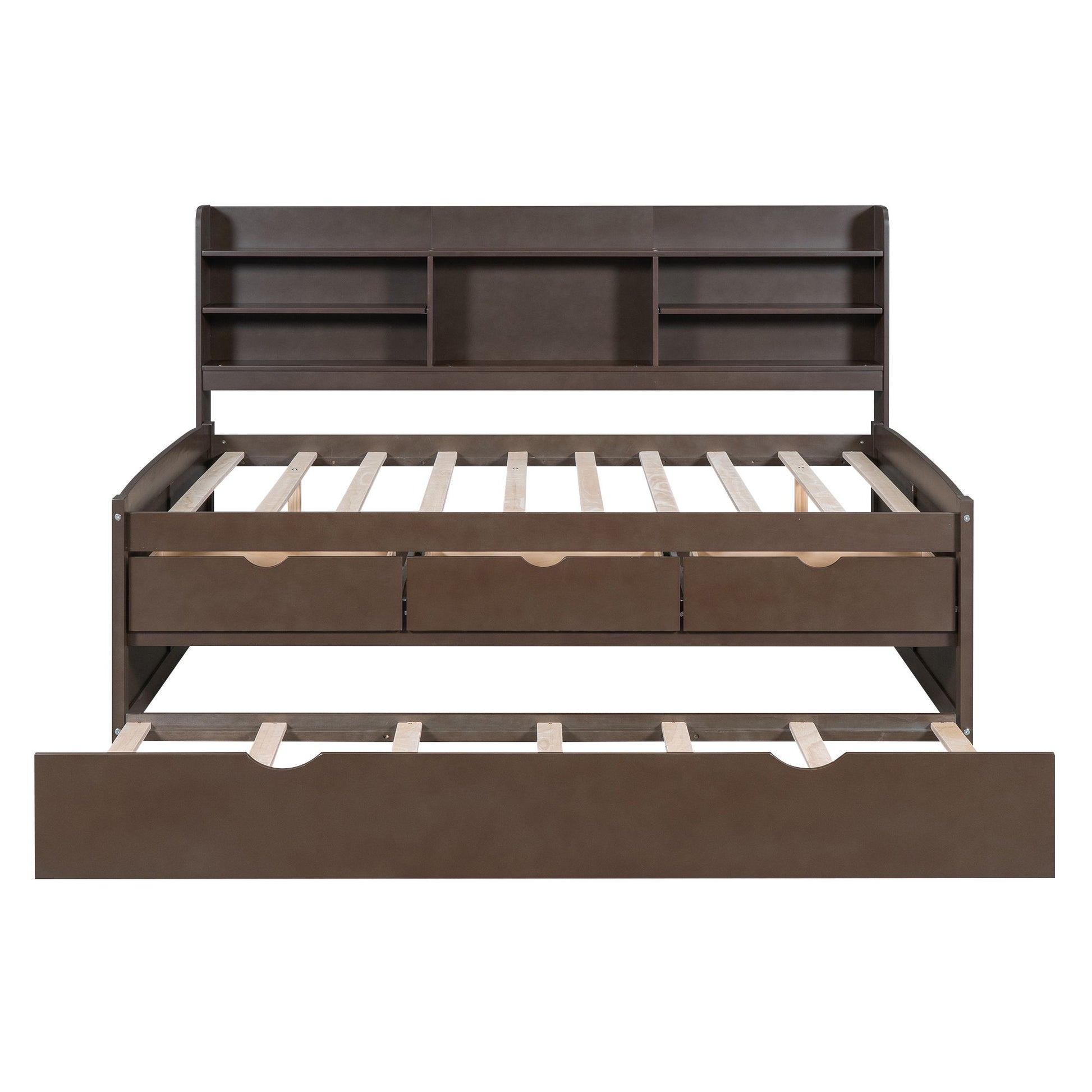 Captain Bed With Built In Bookshelves, 3 Storage Drawers, And Trundle - The Sleep Loft - Online Mattress Showroom NYC
