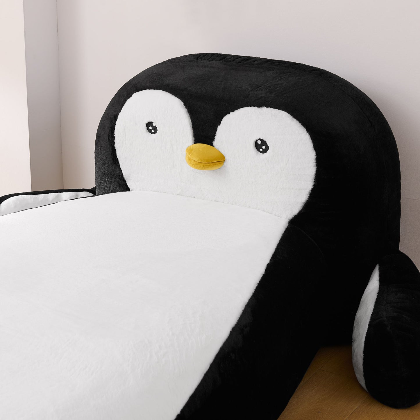 Twin Size Penguin Shaped Bed, Lounger Chair For Kids Bedroom - White / Black - The Sleep Loft - Online Mattress Showroom NYC