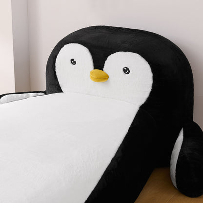 Twin Size Penguin Shaped Bed, Lounger Chair For Kids Bedroom - White / Black - The Sleep Loft - Online Mattress Showroom NYC
