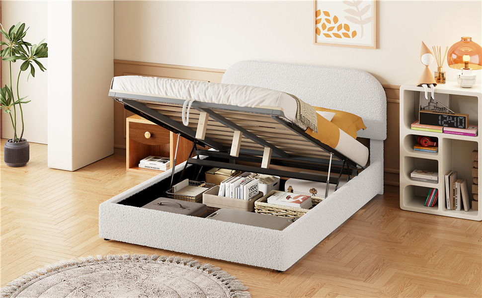 Upholstered Platform Bed With Hydraulic Storage System - The Sleep Loft - Online Mattress Showroom NYC