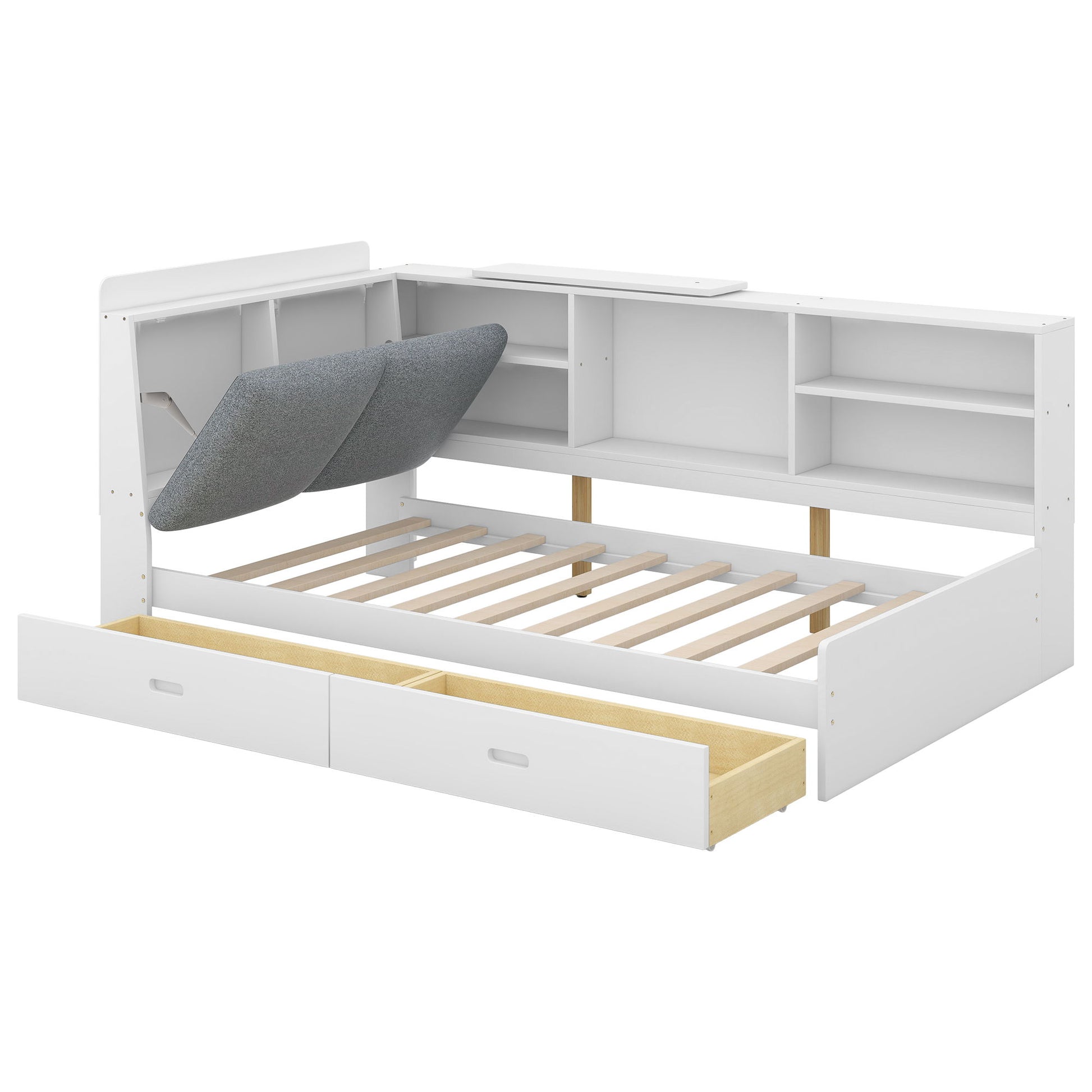 Platform Bed With Storage Headboard, Shelves And 2 Drawers - The Sleep Loft - Online Mattress Showroom NYC