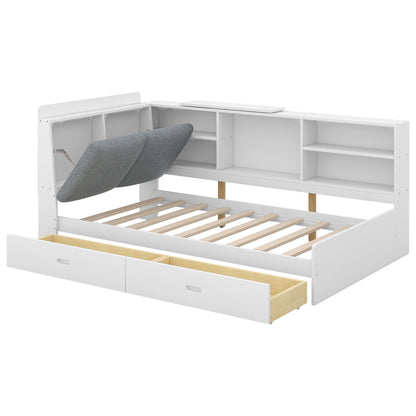 Platform Bed With Storage Headboard, Shelves And 2 Drawers - The Sleep Loft - Online Mattress Showroom NYC