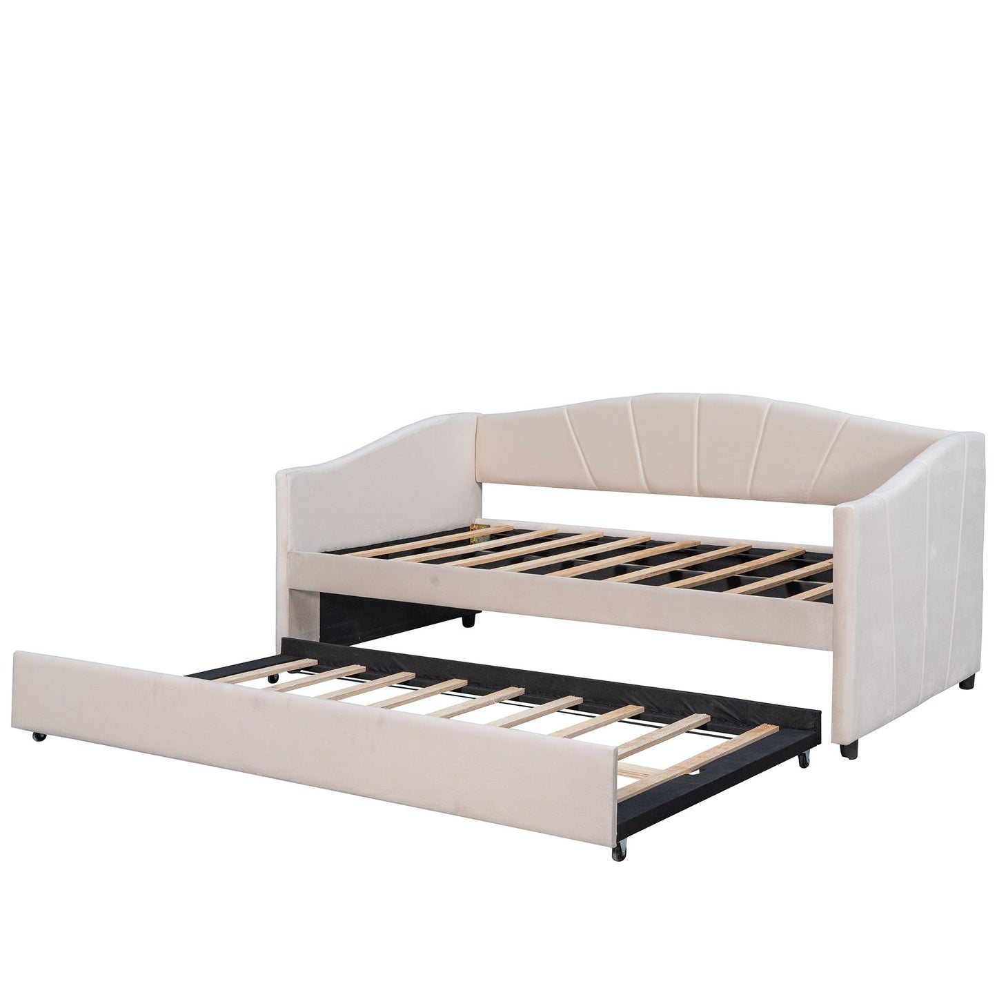 Upholstered Daybed Sofa Bed With Trundle Bed And Wood Slat - The Sleep Loft - Online Mattress Showroom NYC
