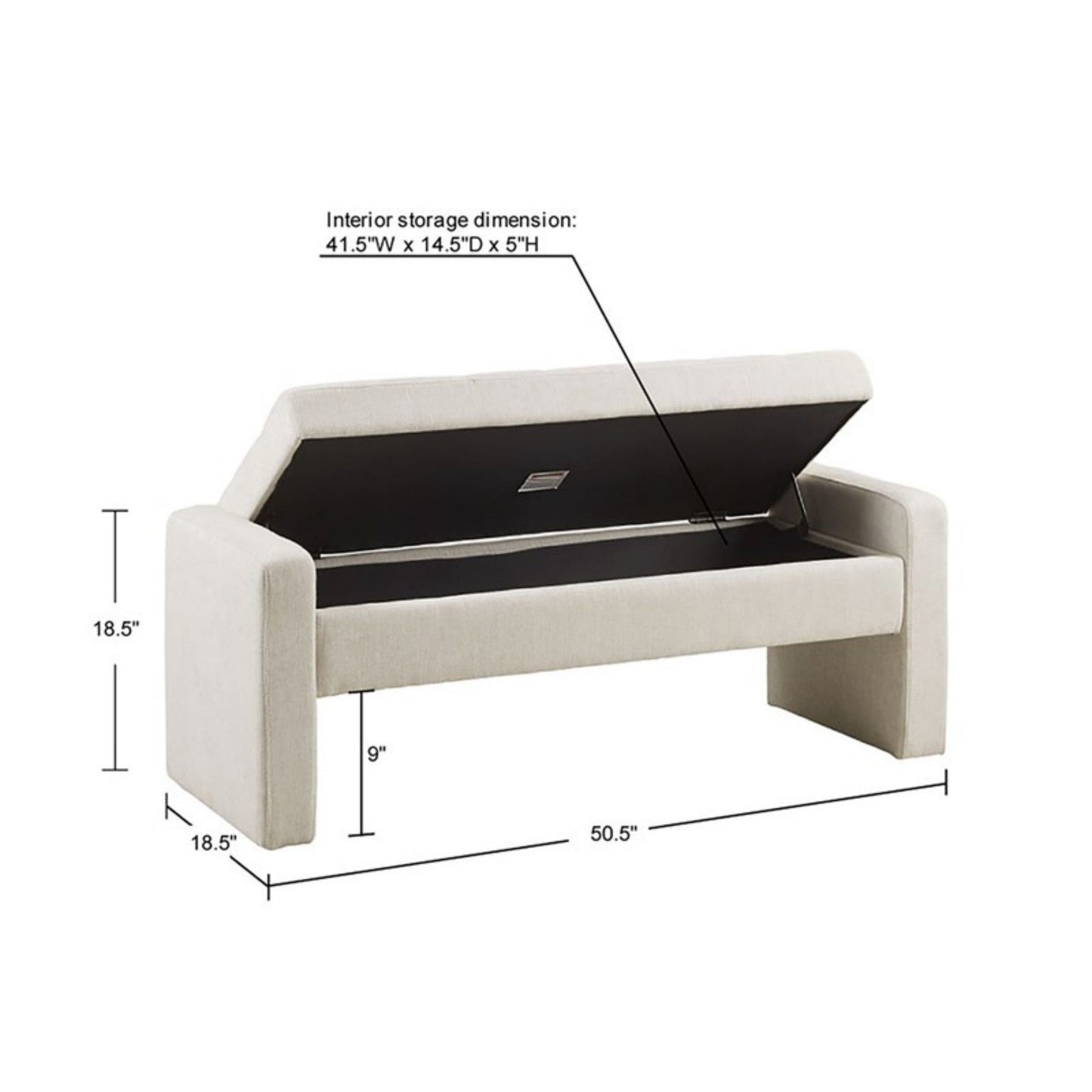 Elegant Soft Close Storage Bench Polyester Upholstery - Cream - The Sleep Loft - Online Mattress Showroom NYC