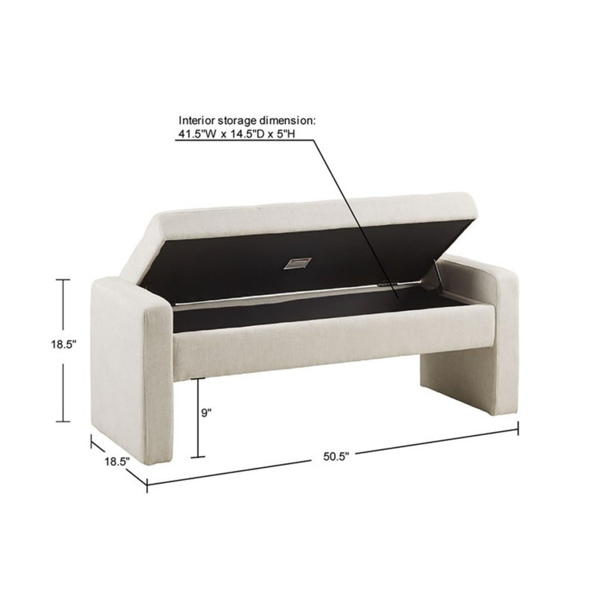 Elegant Soft Close Storage Bench Polyester Upholstery - Cream - The Sleep Loft - Online Mattress Showroom NYC
