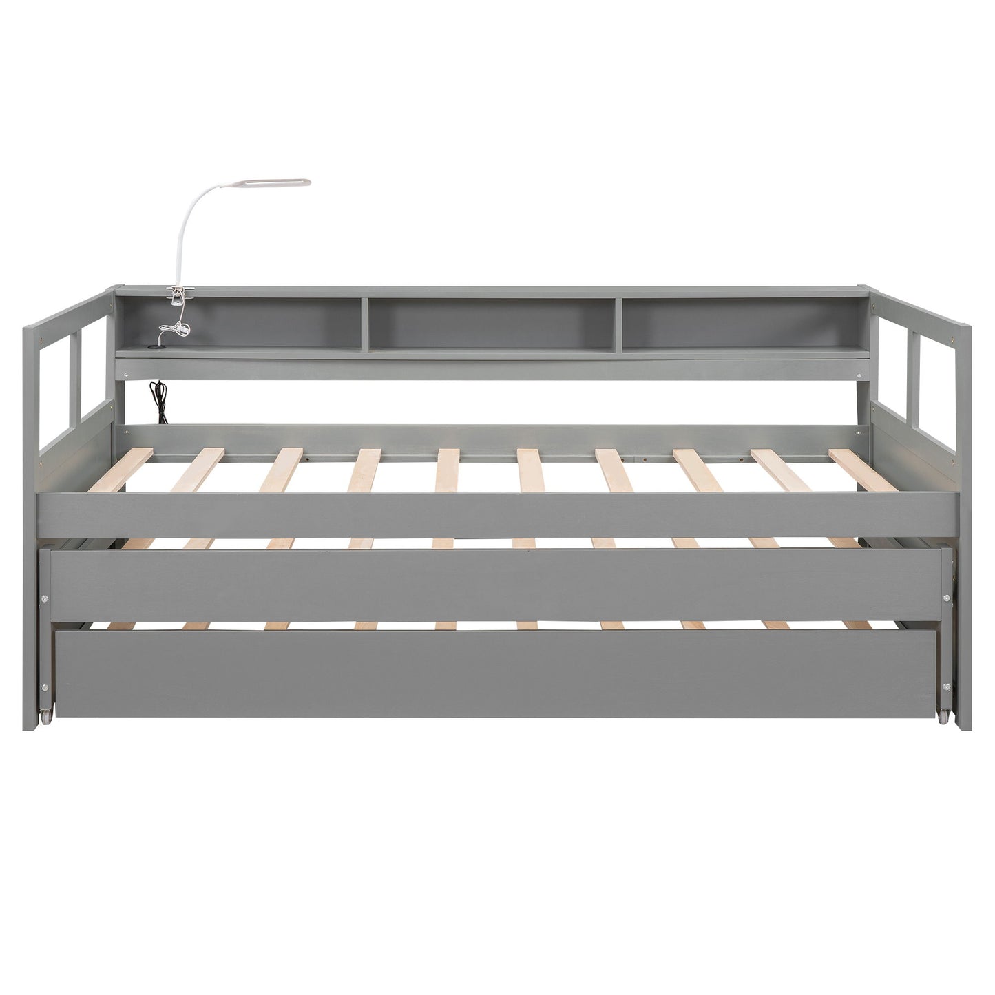 Daybed With 2 Trundles, 3 Storage Cubbies, Built In USB Charging Light - The Sleep Loft - Online Mattress Showroom NYC