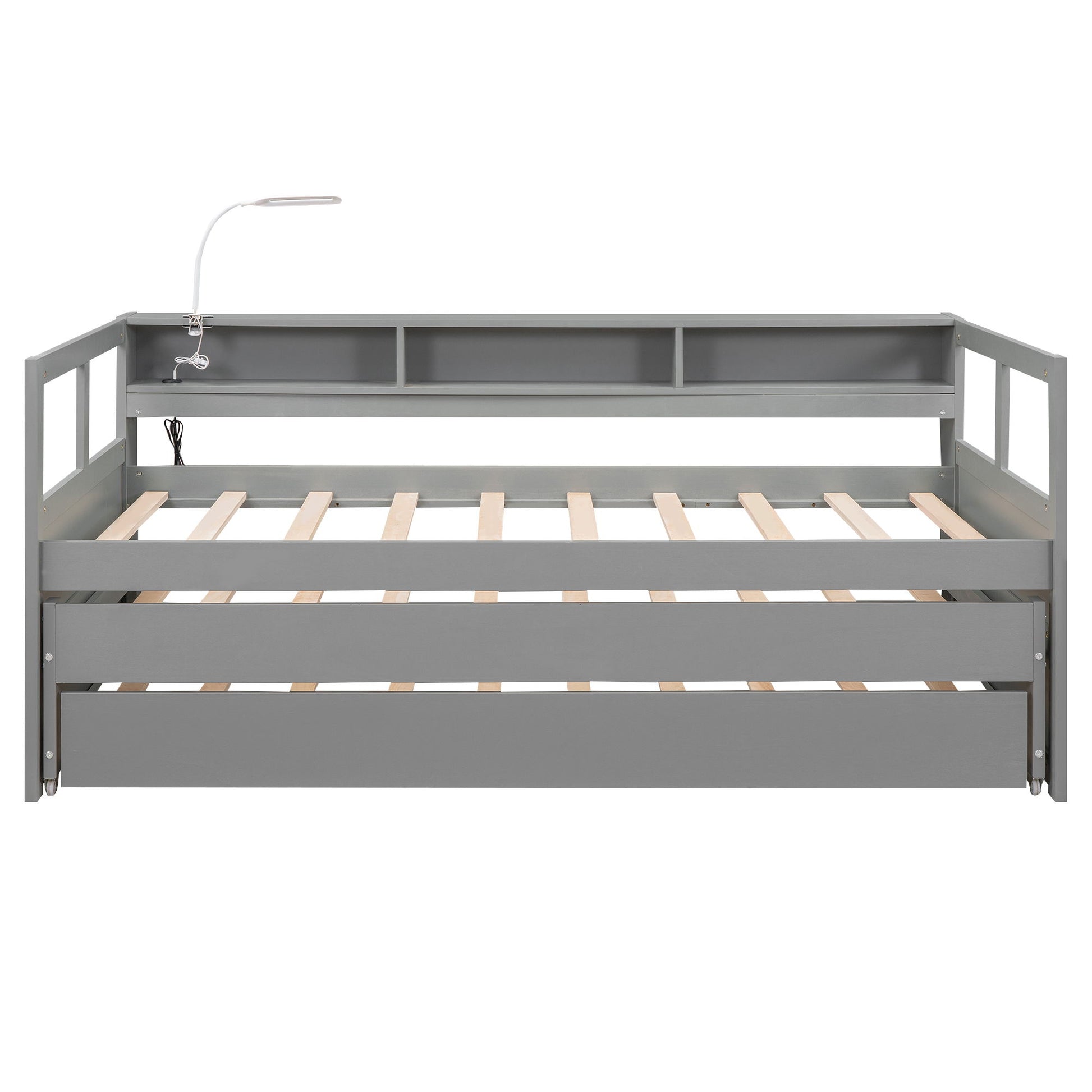 Daybed With 2 Trundles, 3 Storage Cubbies, Built In USB Charging Light - The Sleep Loft - Online Mattress Showroom NYC