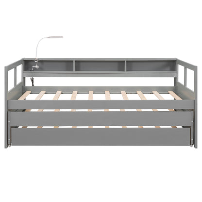 Daybed With 2 Trundles, 3 Storage Cubbies, Built In USB Charging Light - The Sleep Loft - Online Mattress Showroom NYC