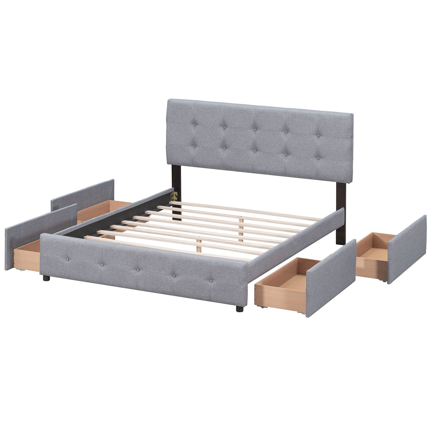 Upholstered Platform Bed With Classic Headboard And Drawers, No Box Spring Needed - The Sleep Loft - Online Mattress Showroom NYC