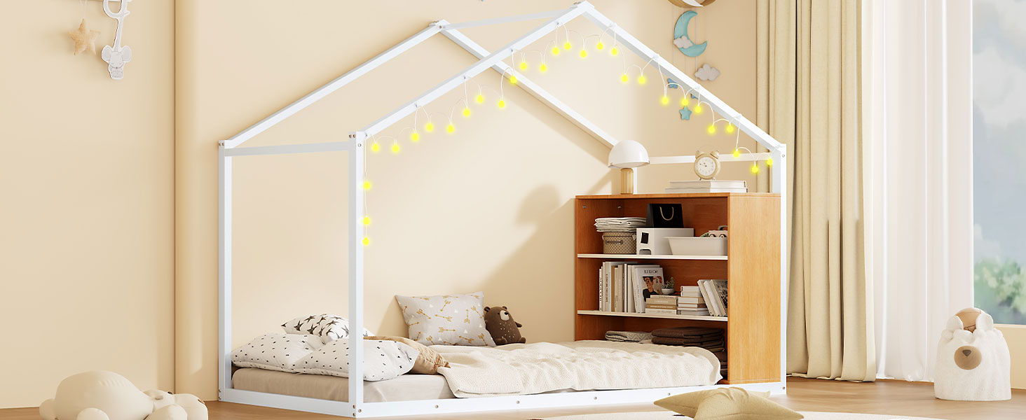 Bed House Frame With Shelves And Lights - The Sleep Loft - Online Mattress Showroom NYC