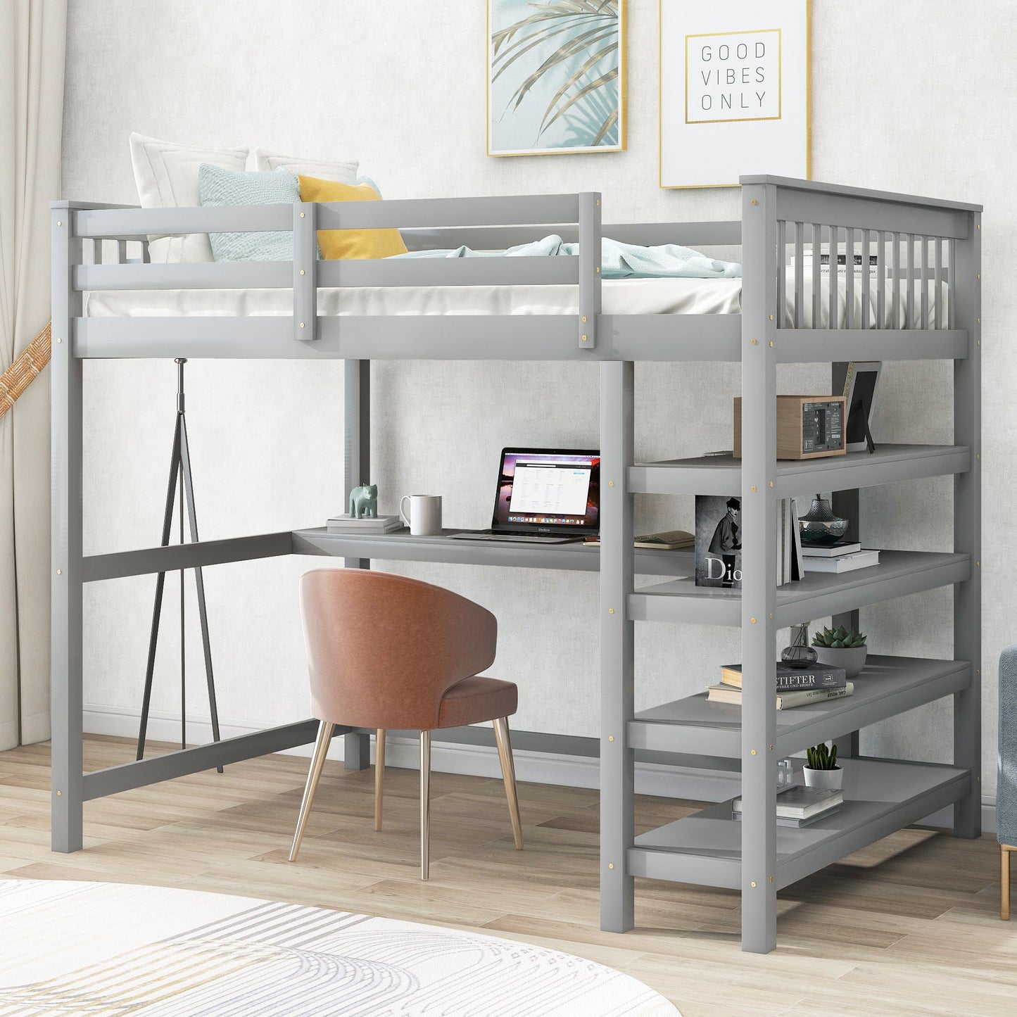 Loft Bed With Storage Shelves And Under Bed Desk - The Sleep Loft - Online Mattress Showroom NYC