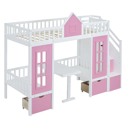 Twin Over Twin Bunk Bed With Changeable Table, Bunk Bed Turn Into Upper Bed And Down Desk - The Sleep Loft - Online Mattress Showroom NYC