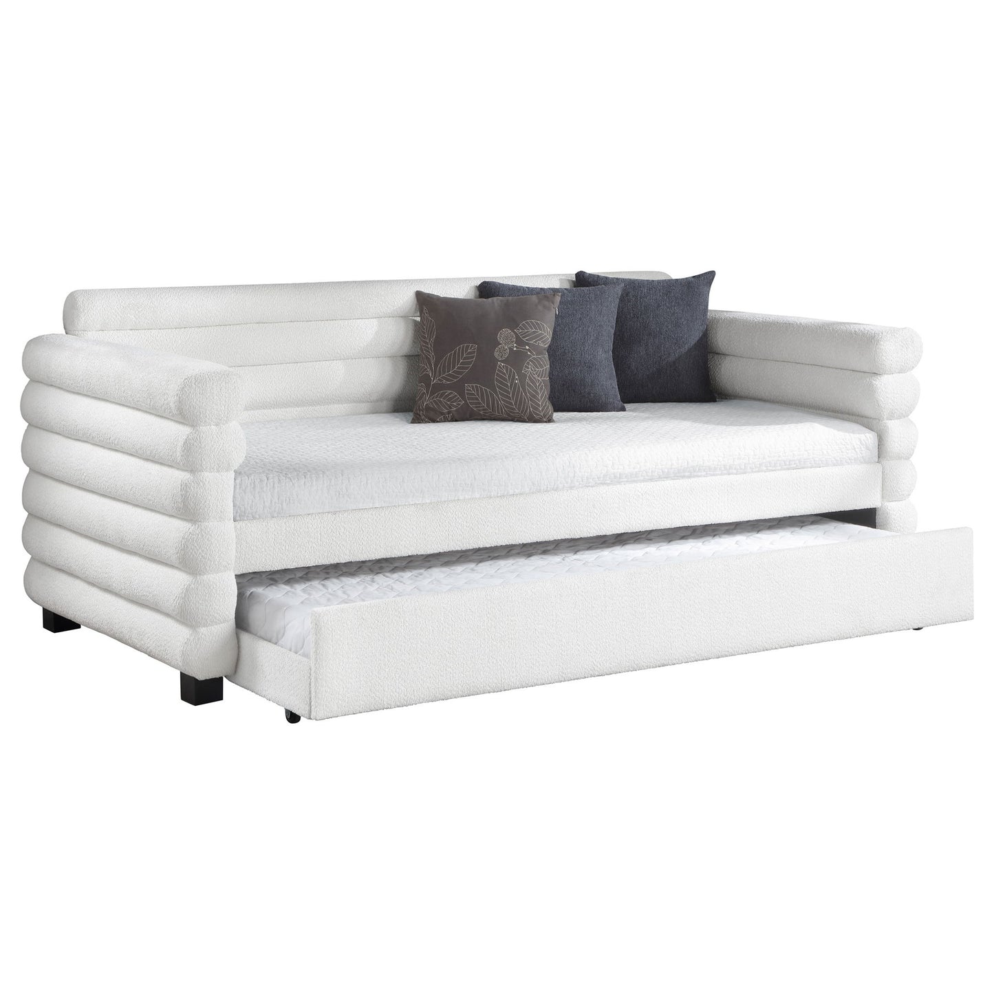 Fandango - Upholstered Twin Day Bed With Trundle - White - The Sleep Loft - Online Mattress Showroom NYC