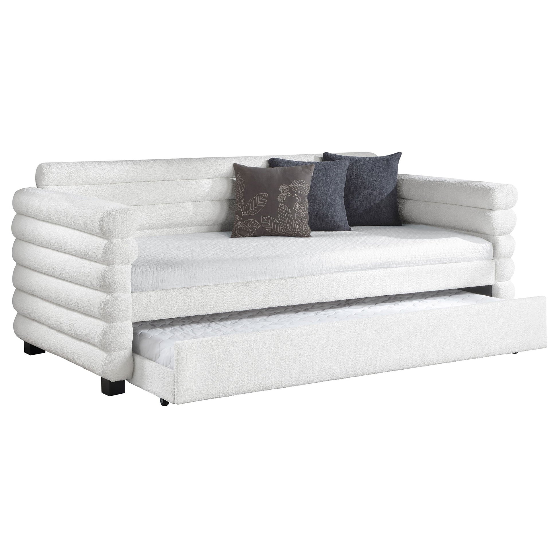 Fandango - Upholstered Twin Day Bed With Trundle - White - The Sleep Loft - Online Mattress Showroom NYC