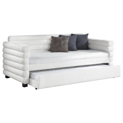 Fandango - Upholstered Twin Day Bed With Trundle - White - The Sleep Loft - Online Mattress Showroom NYC
