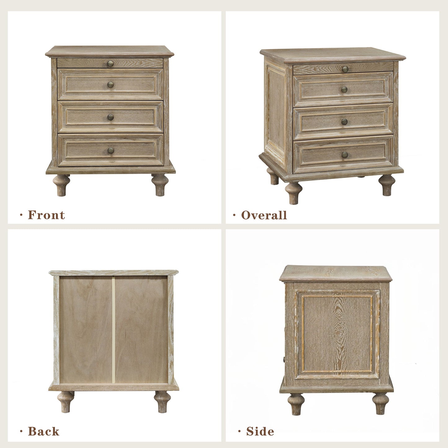 Farmhouse Nightstand With 4 Drawers