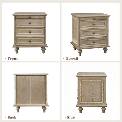 Farmhouse Nightstand With 4 Drawers