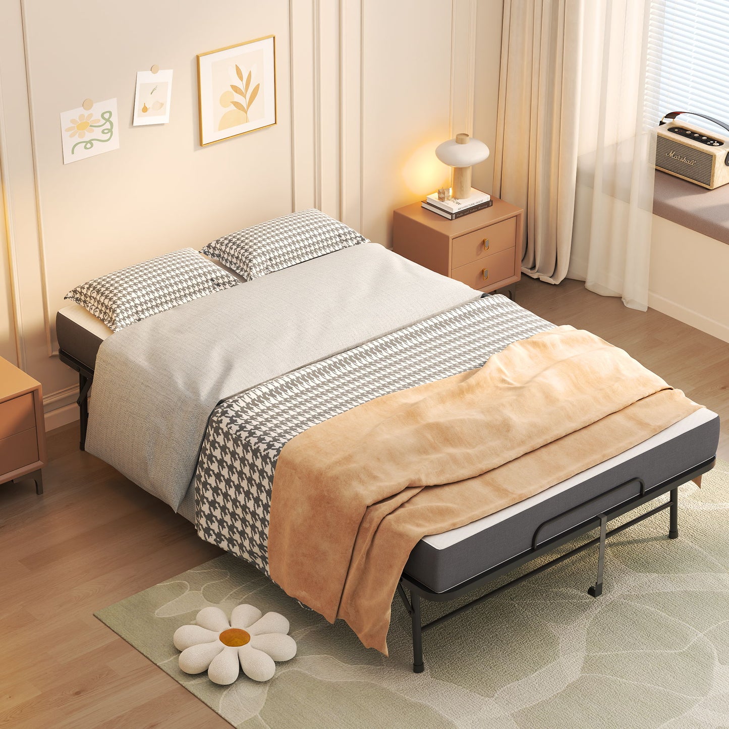 Twin Wide Folding Bed For Tall People, Extra Long & Wide Rollaway With Memory Foam, Heavy-Duty - Black - The Sleep Loft - Online Mattress Showroom NYC
