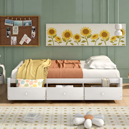 Twin Size Platform Storage Bed With 3 Drawers - White - The Sleep Loft - Online Mattress Showroom NYC