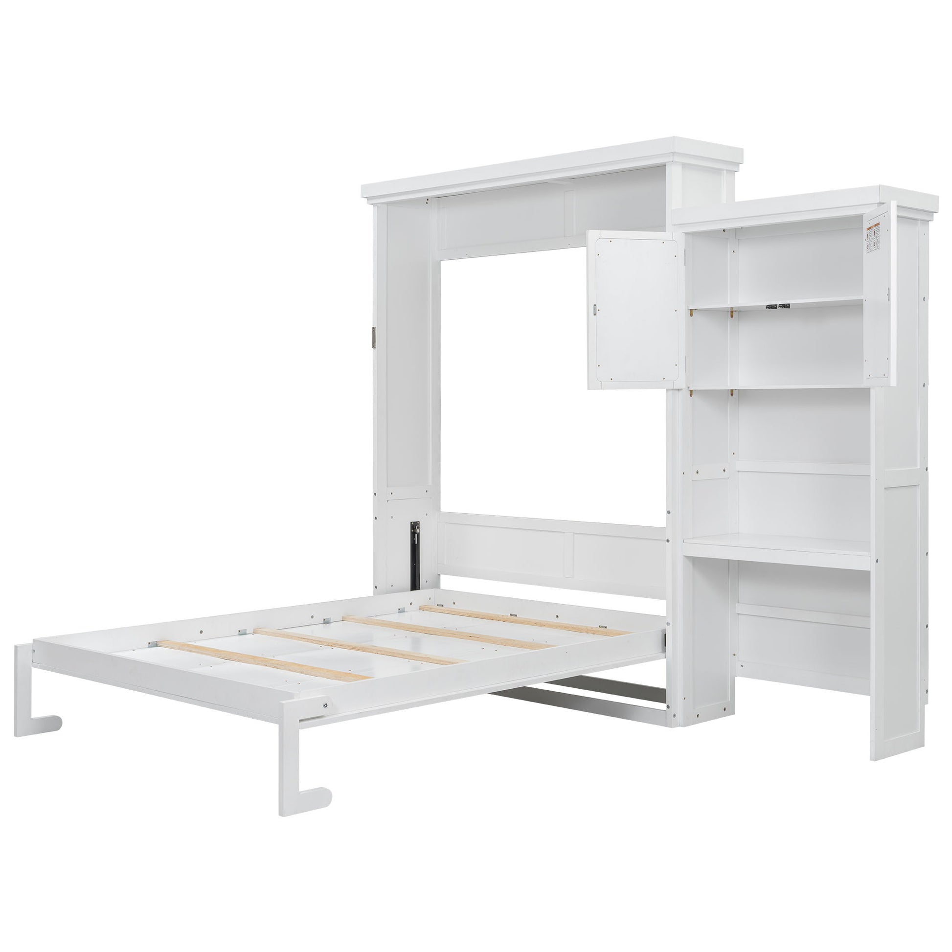 Queen Size Murphy Bed With Louvered Design And Multiple Storage Shelves - White - The Sleep Loft - Online Mattress Showroom NYC