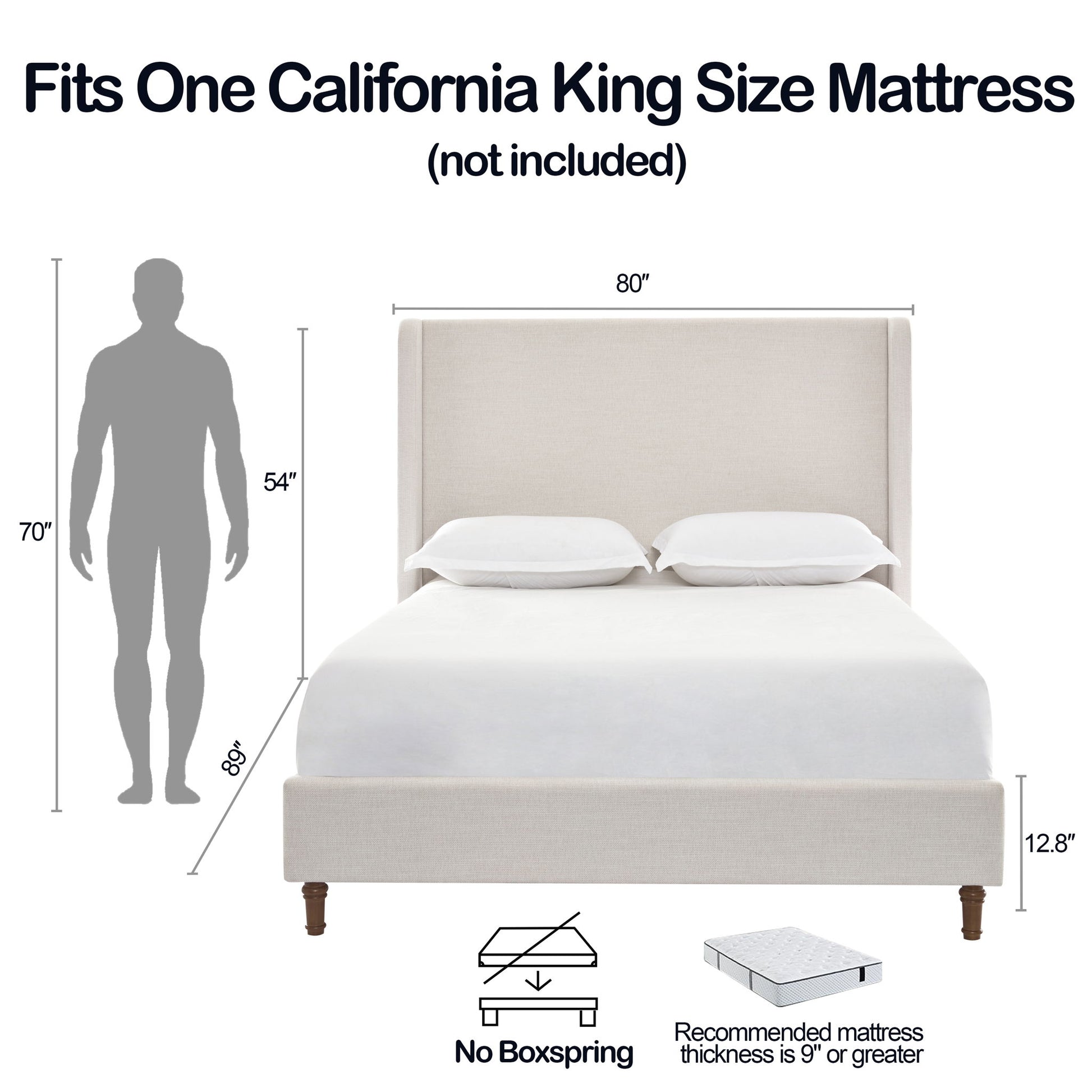 Harper - Tall Headboard Upholstered Bed / High Headboard / Elegant Simplicity / No Box Spring Needed - The Sleep Loft - Online Mattress Showroom NYC