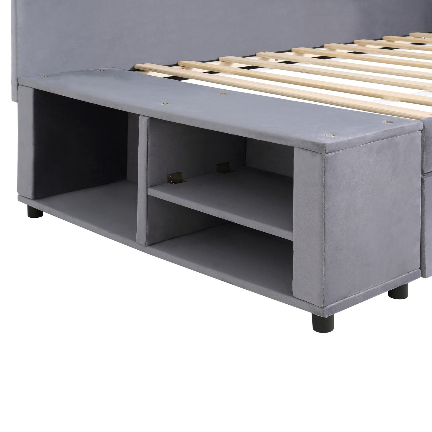 L Shaped Upholstered Platform Bed With Storage And Drawers - The Sleep Loft - Online Mattress Showroom NYC