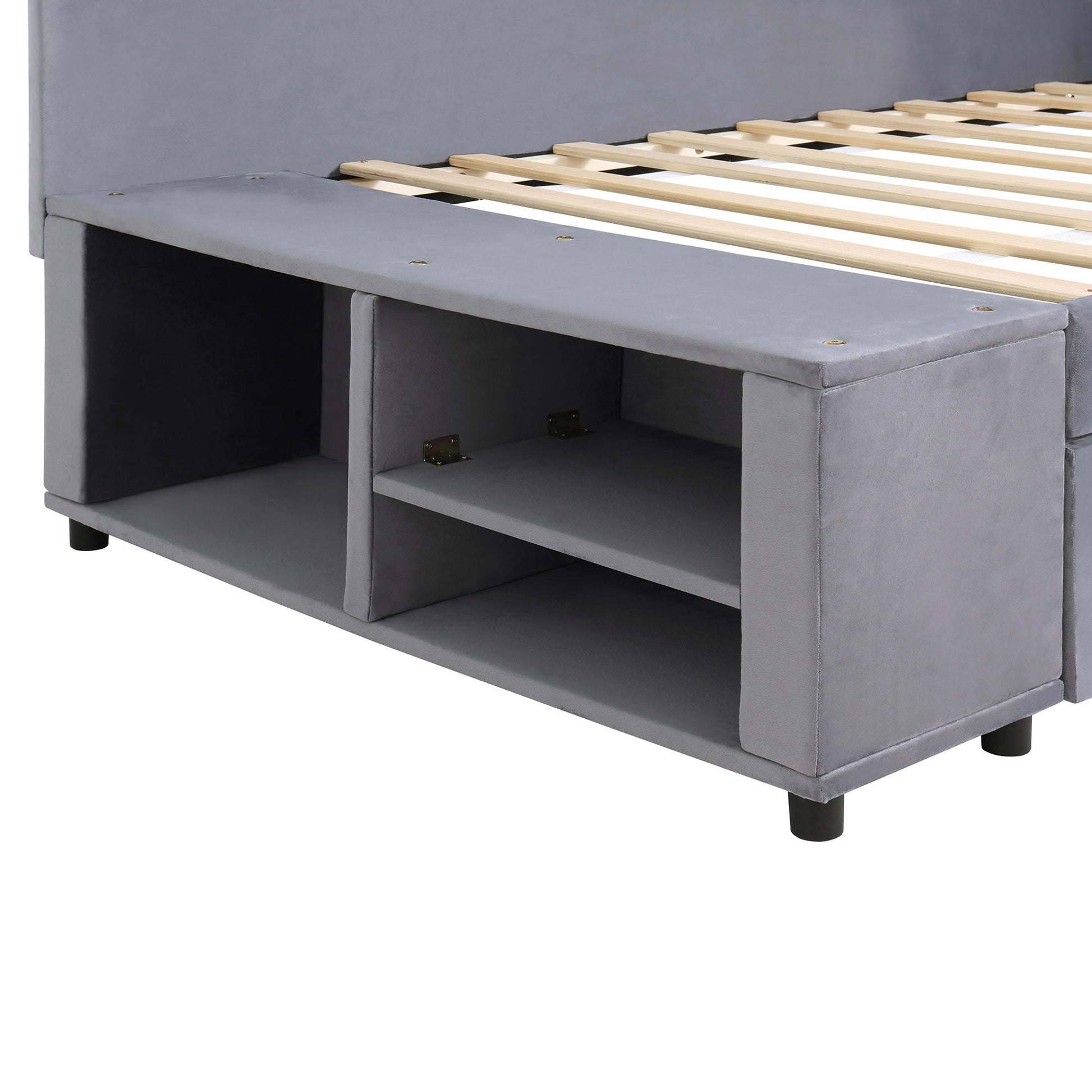 L Shaped Upholstered Platform Bed With Storage And Drawers - The Sleep Loft - Online Mattress Showroom NYC