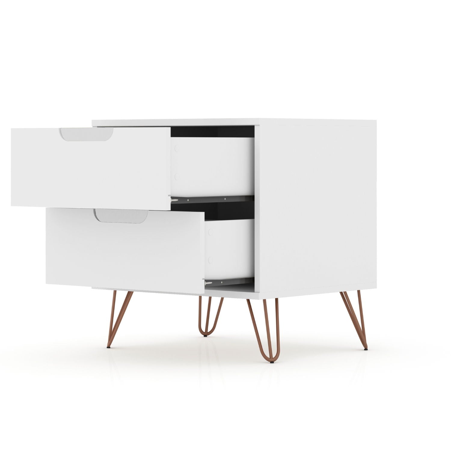 Rockefeller - Nightstand With 2 Drawers - White - The Sleep Loft - Online Mattress Showroom NYC