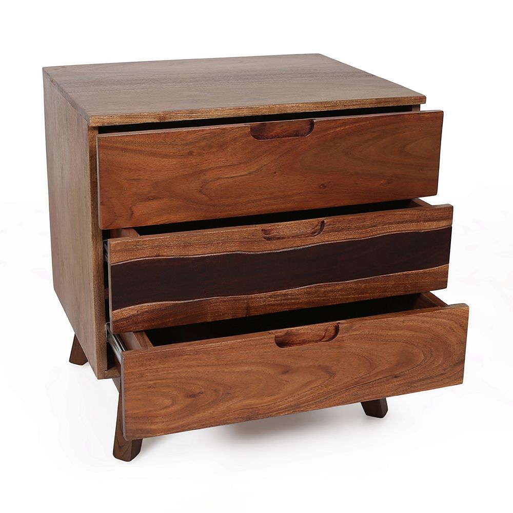 Nightstand Natural Wood - Brown - The Sleep Loft - Online Mattress Showroom NYC